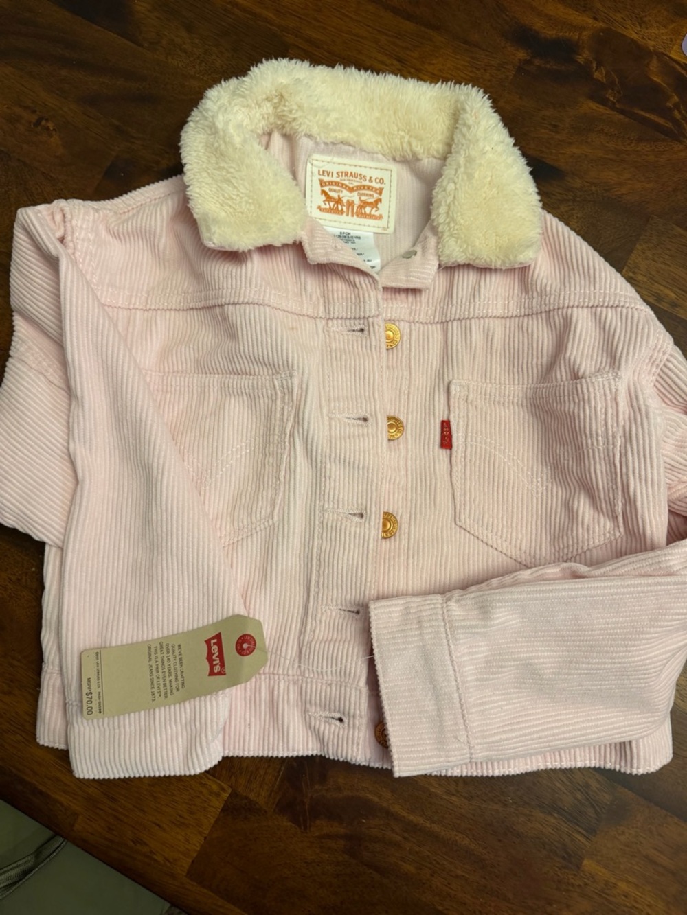 Levi's Pink Corduroy Jacket with Cream Sherpa Collar